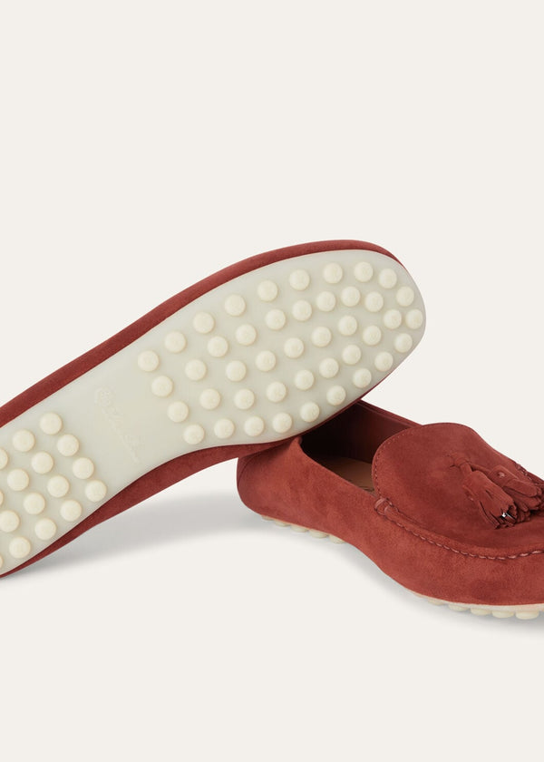 Women's Cinnamon Suede Dot Sole Walk Loafers