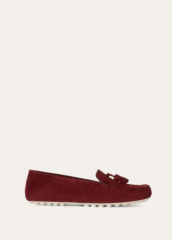 Women's Bordeaux Suede Dot Sole Walk Loafers