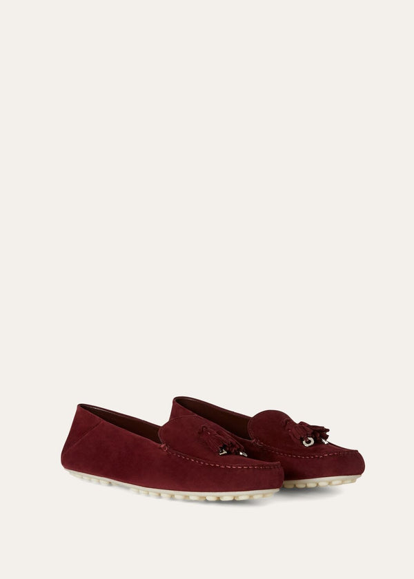 Women's Bordeaux Suede Dot Sole Walk Loafers