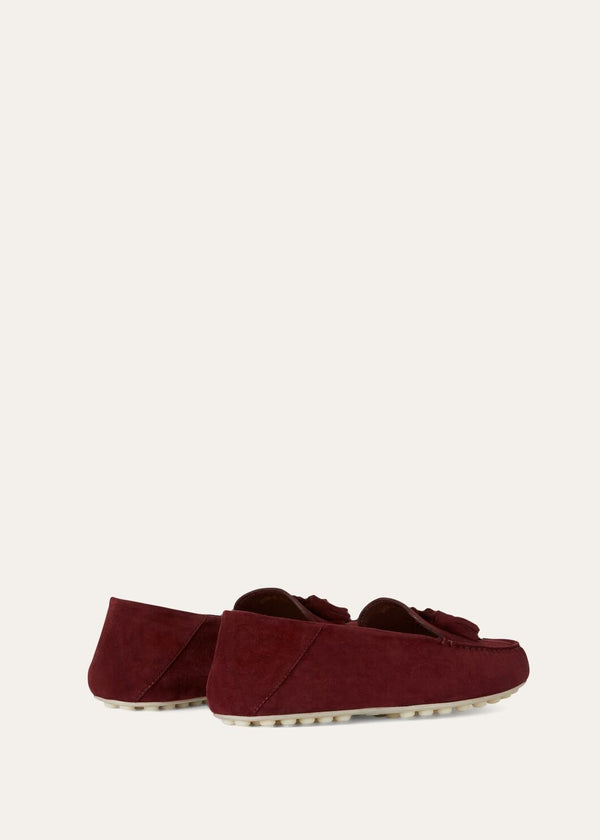 Women's Bordeaux Suede Dot Sole Walk Loafers