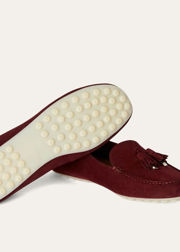 Women's Bordeaux Suede Dot Sole Walk Loafers