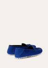 Women's Blue Suede Dot Sole Walk Loafers