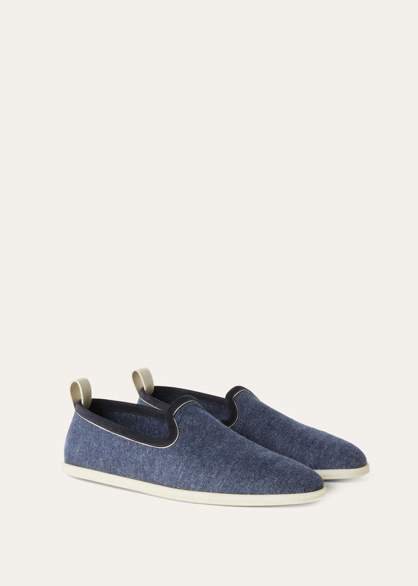 Men's Venice Walk Blue Cotton Moccasins
