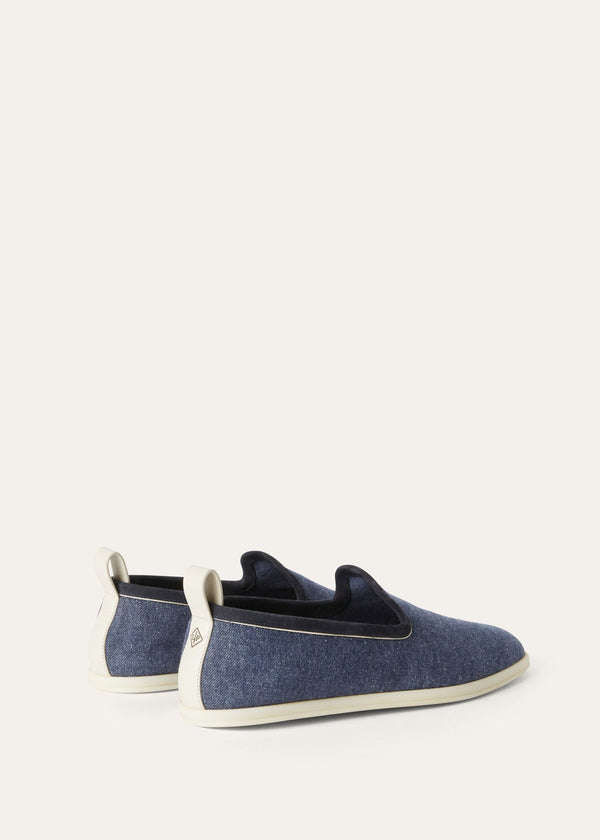 Men's Venice Walk Blue Cotton Moccasins