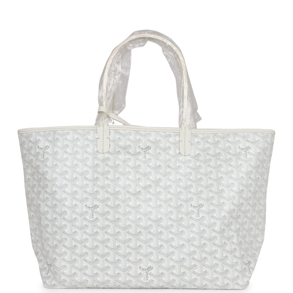Goyard Goyardine White St. Louis PM Tote Bag Palladium Hardware