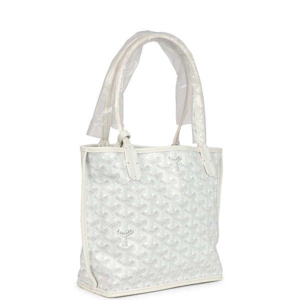 Goyard Goyardine Anjou White Mini Bag Palladium Hardware