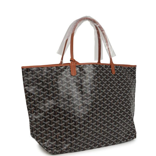 Goyard Goyardine Black and Brown St. Louis GM Tote Bag Palladium Hardware