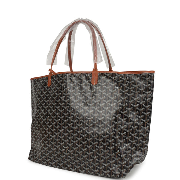 Goyard Goyardine Black and Brown St. Louis GM Tote Bag Palladium Hardware