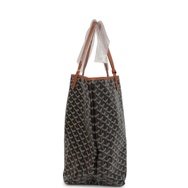 Goyard Goyardine Black and Brown St. Louis GM Tote Bag Palladium Hardware