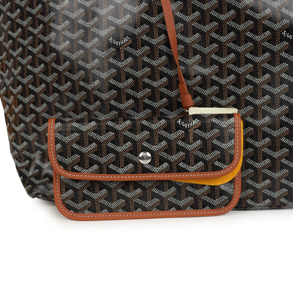 Goyard Goyardine Black and Brown St. Louis GM Tote Bag Palladium Hardware