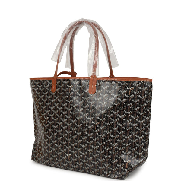 Goyard Goyardine Black and Brown St. Louis PM Tote Bag Palladium Hardware