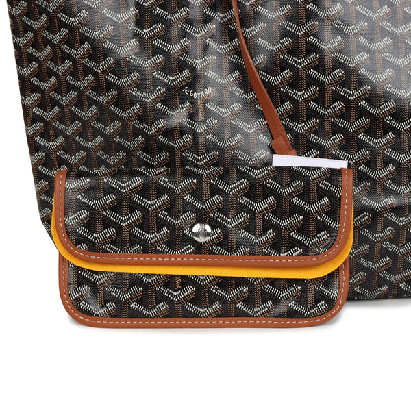 Goyard Goyardine Black and Brown St. Louis PM Tote Bag Palladium Hardware