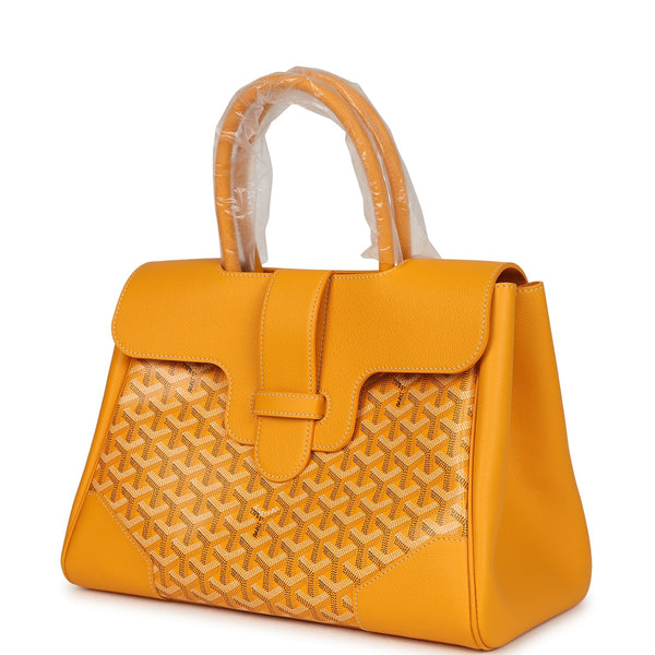 Goyard Saigon Tote Yellow Goyardine Canvas Palladium Hardware