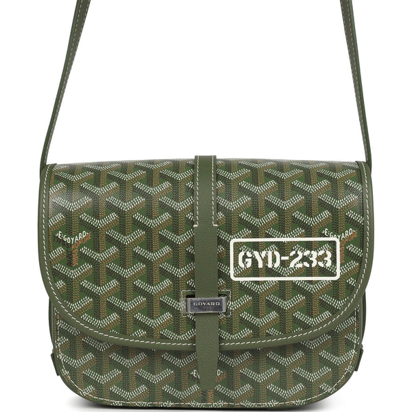 Goyard Goyardine Khaki Belvedere PM Palladium Hardware