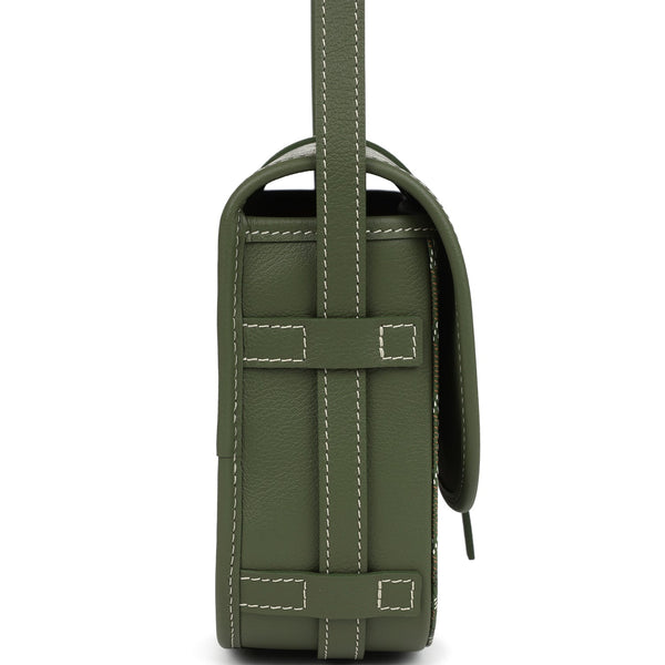 Goyard Goyardine Khaki Belvedere PM Palladium Hardware