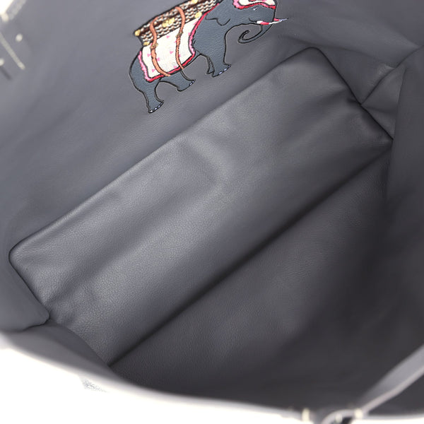 Goyard Goyardine Grey Anjou PM Embroidered Elephant Tote Palladium Hardware