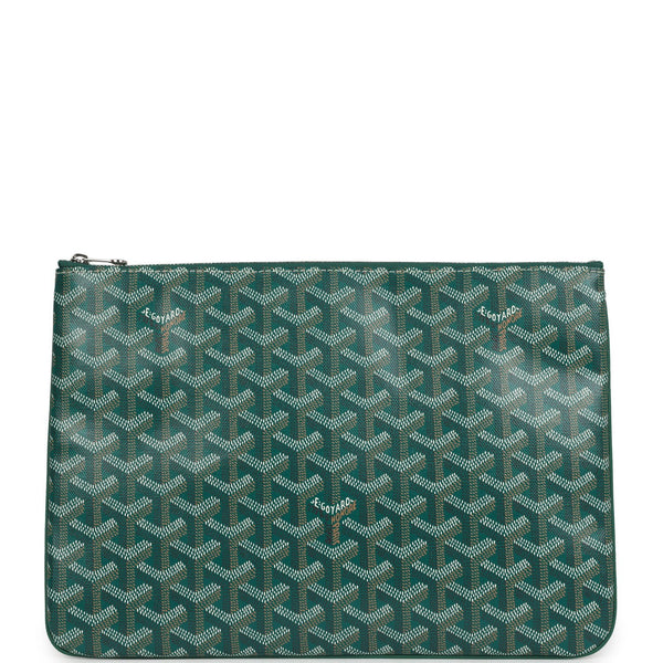 Goyard Goyardine Green Senat MM Pouch Palladium Hardware