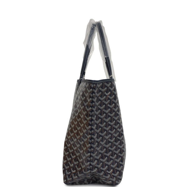 Goyard Goyardine Navy St. Louis PM Tote Bag Palladium Hardware