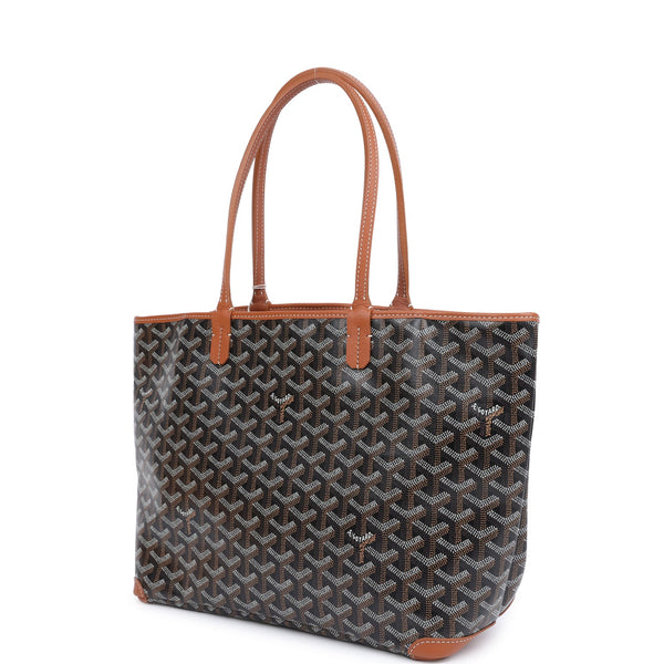 Goyard Goyardine Black and Brown Artois PM Palladium Hardware