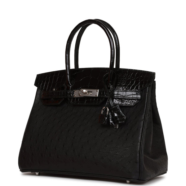Hermes Birkin 30 Black MatteAlligator and Ostrich Touch Palladium Hardware