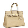 Pre-owned Hermes Birkin 30 Parchemin Ostrich Gold Hardware