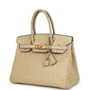 Pre-owned Hermes Birkin 30 Parchemin Ostrich Gold Hardware