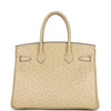 Pre-owned Hermes Birkin 30 Parchemin Ostrich Gold Hardware