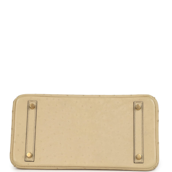 Pre-owned Hermes Birkin 30 Parchemin Ostrich Gold Hardware