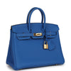 Pre-owned Hermes Birkin 25 Bleu Zellige Togo Gold Hardware