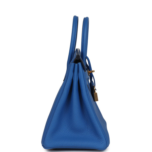 Pre-owned Hermes Birkin 25 Bleu Zellige Togo Gold Hardware