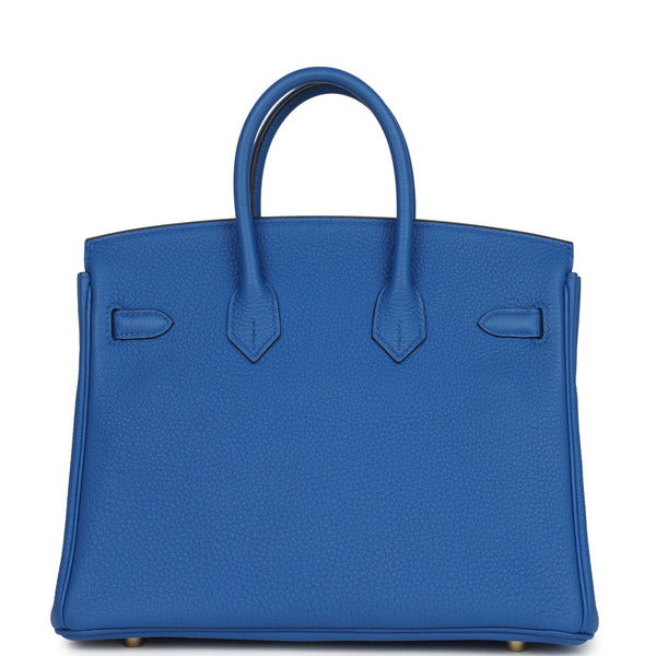 Pre-owned Hermes Birkin 25 Bleu Zellige Togo Gold Hardware