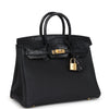 Hermes Birkin 25 Black Matte Alligator and Togo Touch Gold Hardware
