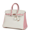 Hermes Special Order (HSS) Birkin 25 White and Rose Sakura Clemence Rose Gold Hardware