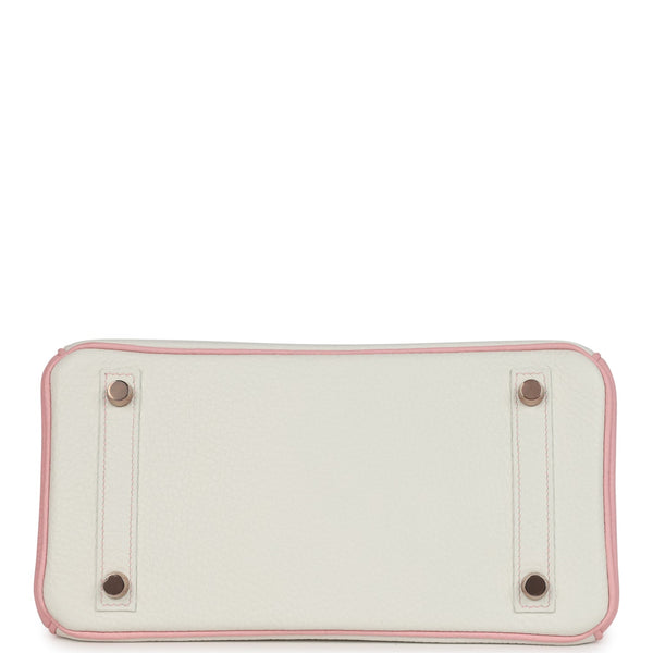 Hermes Special Order (HSS) Birkin 25 White and Rose Sakura Clemence Rose Gold Hardware