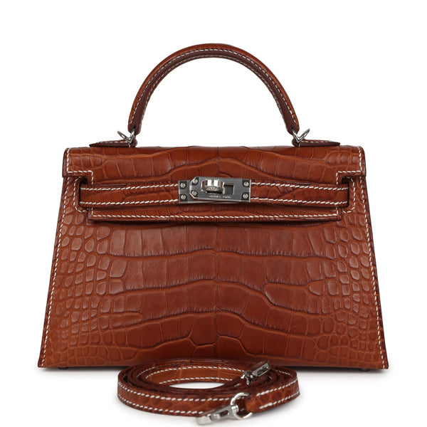 Hermes Kelly Sellier 20 Fauve Matte Alligator Barenia Palladium Hardware