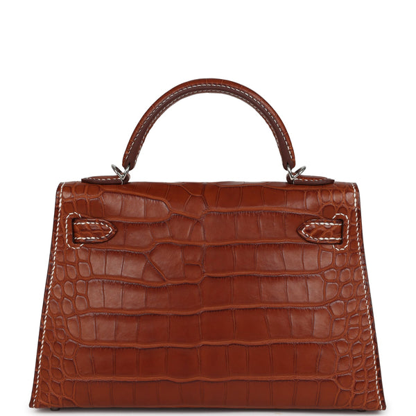 Hermes Kelly Sellier 20 Fauve Matte Alligator Barenia Palladium Hardware