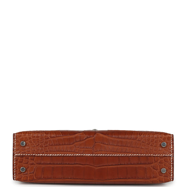 Hermes Kelly Sellier 20 Fauve Matte Alligator Barenia Palladium Hardware