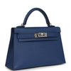Hermes Kelly Sellier 20 Bleu Tie Madame Palladium Hardware