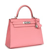 Pre-owned Hermes Kelly Sellier 28 Rose Confetti Epsom Palladium Hardware