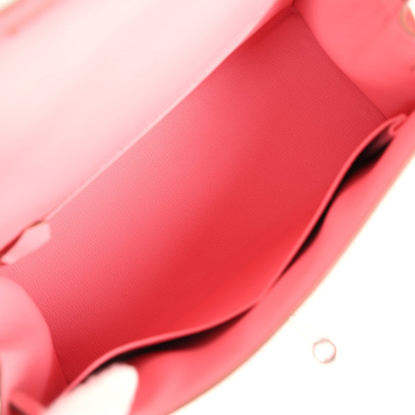 Pre-owned Hermes Kelly Sellier 28 Rose Confetti Epsom Palladium Hardware