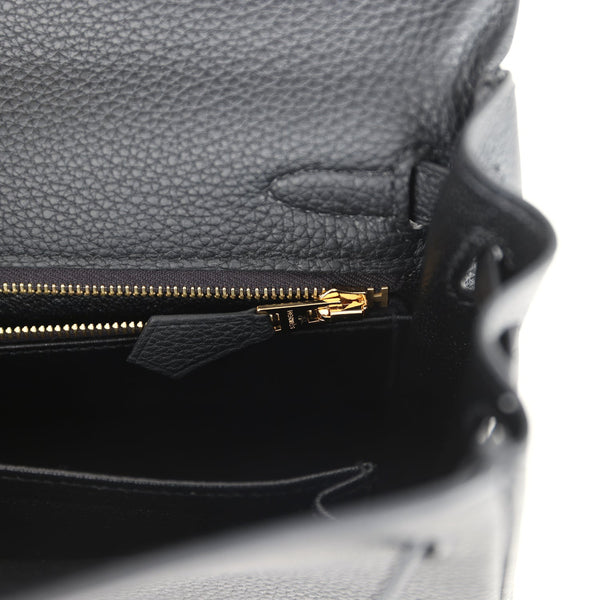 Hermes Kelly Retourne 25 Black Togo Permabrass Hardware