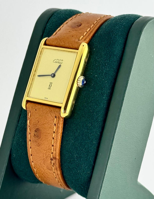 Tank Louis Cartier 18k Gold Plated 22X22mm After Service Manual Winding