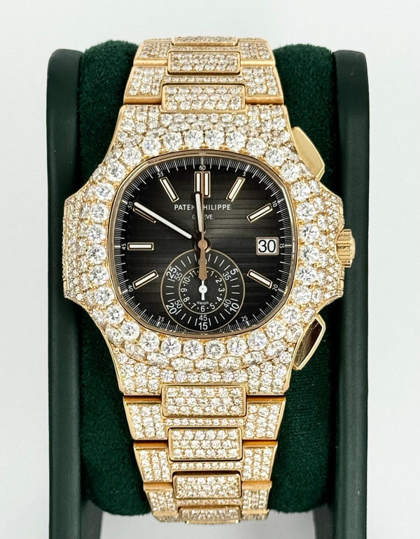 Nautilus Chronograph Rose Gold ICED OUT FULL SET