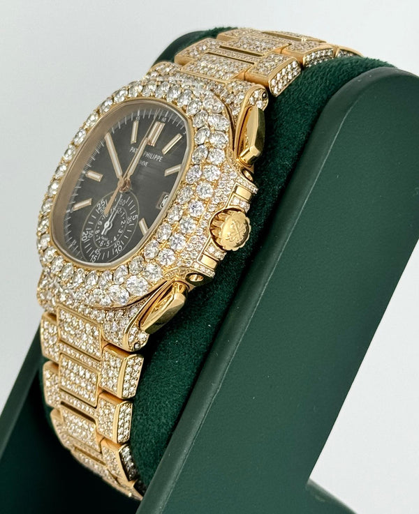 Nautilus Chronograph Rose Gold ICED OUT FULL SET