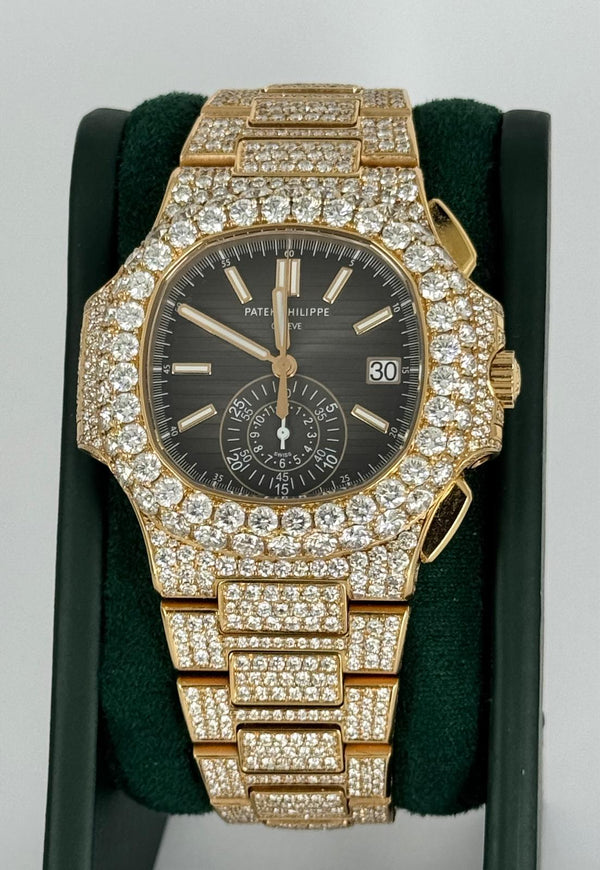 Nautilus Chronograph Rose Gold ICED OUT FULL SET