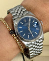 Rolex Datejust 36 White Gold Bezel Jubille Blue Stick Dial Full Set