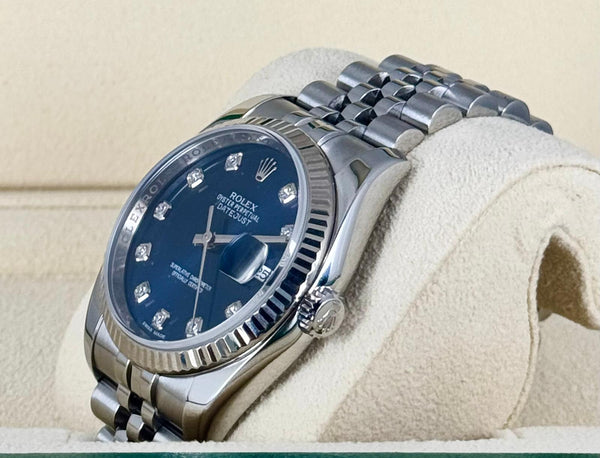 Rolex Datejust 36 Blue Diamonds Dial on Jubille Bracelet Box And Papers 2017 LC 100