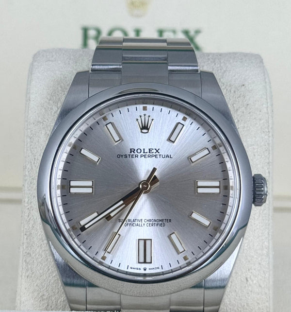 Rolex Oyster Perpetual 41 Silver Dial 2022 Like New Box And Papers