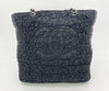 Chanel Astrakhan Black Leather Ruched Shopping Tote