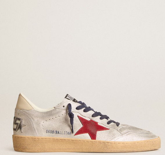 Ball Star in laminated suede with suede star and leather heel tab